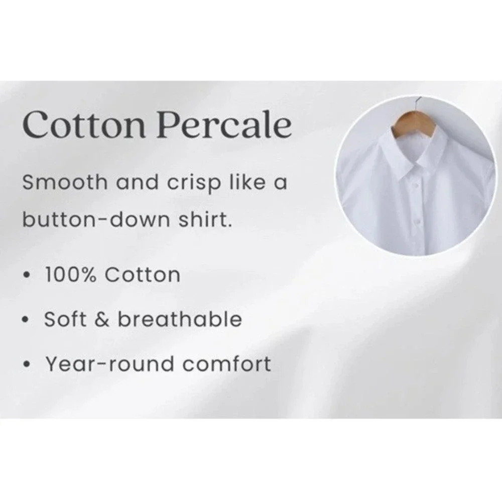 The Company Store King Fitted Sheet White 100% Cotton Percale 50652B OEKO-TEX